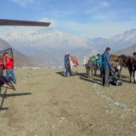 Helicopter, Horses, and Mountain view from Muktinath